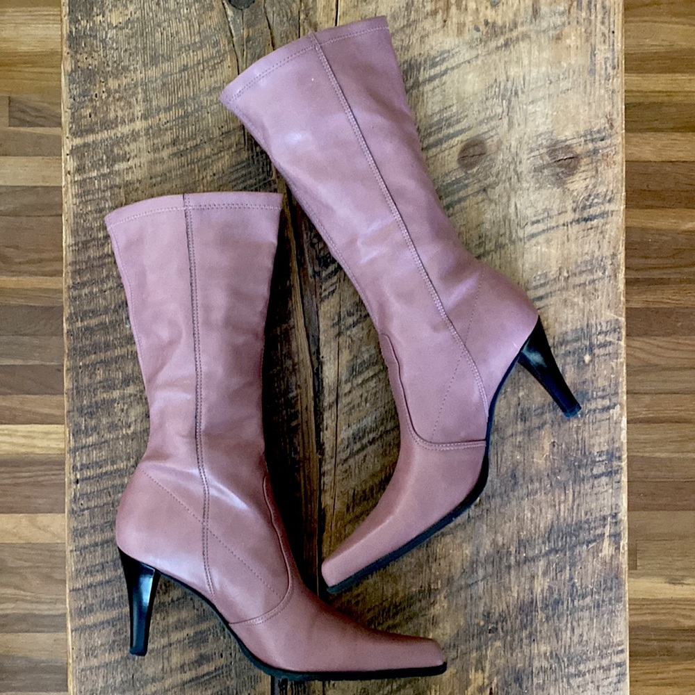 Franco Sarto Rosa Marmo Faux Leather Heeled Boots - Size 7 - Picture 3 of 16